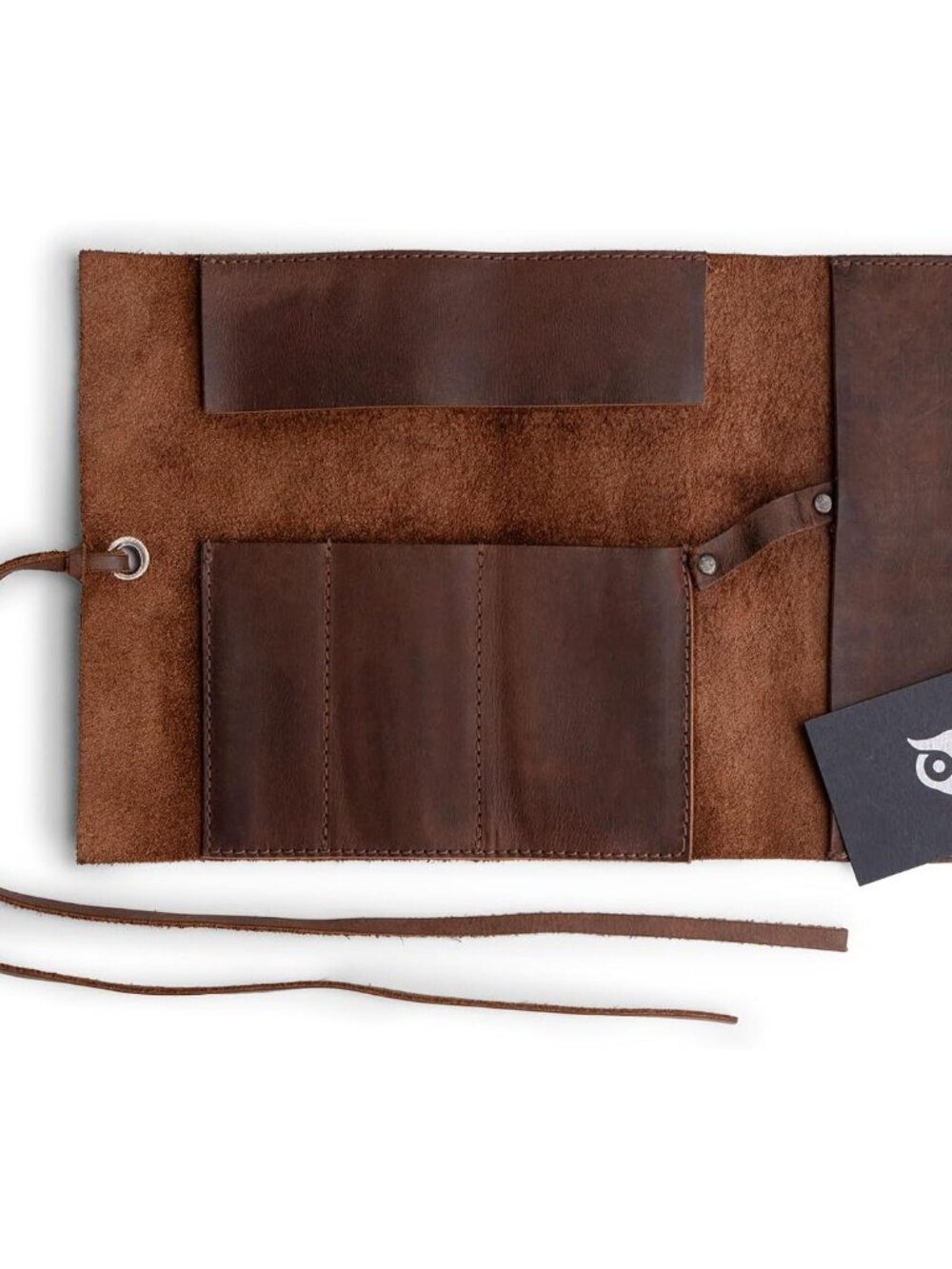 Rustic Leather Pencil Roll Pouch, Multi-Purpose Storage Wrap for Scissors, Earph - Picture 5 of 5